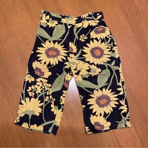 Vintage Gymboree Sunflower Fields Black & Yellow Hippie Corduroy Pants 12-18M